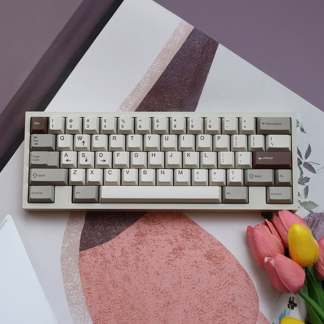 JKDK Retro Chocolate PBT-Tastenkappen im Kirschprofil für mechanische Tastaturen in Braun - Bild 1