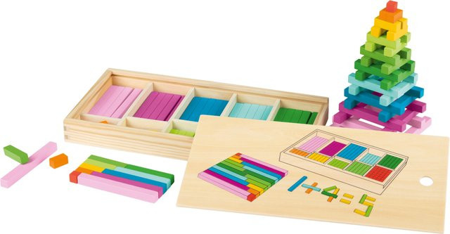 PLAYTIVE Holz Rechenset Montessori Zählstäbe aus Holz bunt - Bild 1