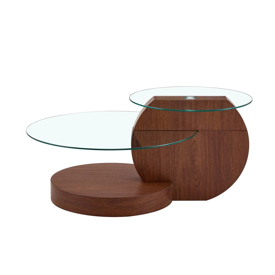 okwish Couchtisch mit Glas und zwei Ebenen in Braun für dein Wohnzimmer, B/T/H: 90 x 70 x 44 cm - Bild 2