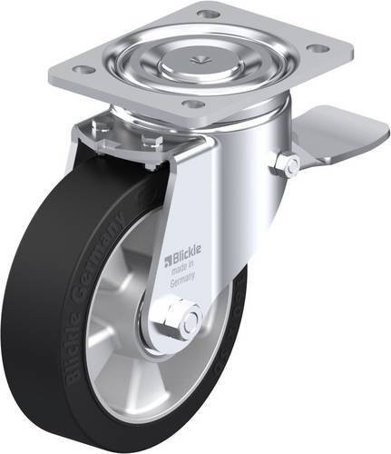 Blickle Lenkrolle LH-ALEV 160K-ST mit Feststeller, Rad-Durchmesser: 16 cm, Tragfähigkeit: 400 kg, Farbe: Silber/Schwarz - Bild 1