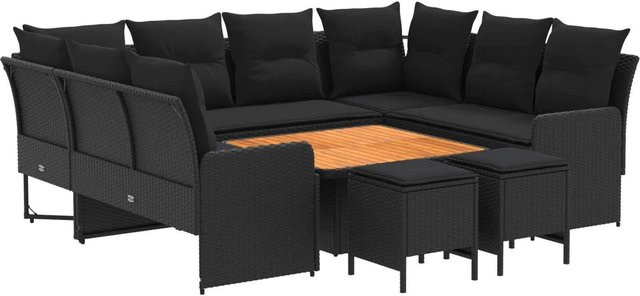 vidaXL Gartenmöbel-Set aus PE-Rattan und Akazienholz in Schwarz mit 8 Teilen - Bild 1