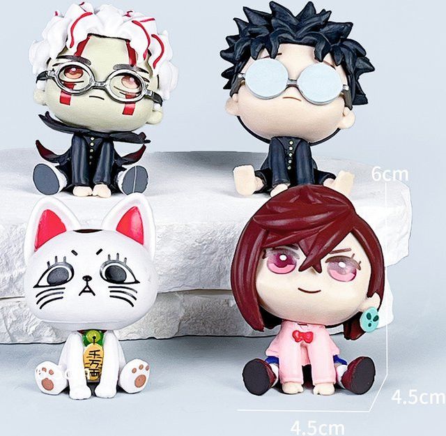 Bandai Q-Version Figuren Set aus 4 Stück mit Ayase Momo, Takakura Ken und Glückskatze in Multicolor aus PVC als Desktop-Dekoration - Bild 1