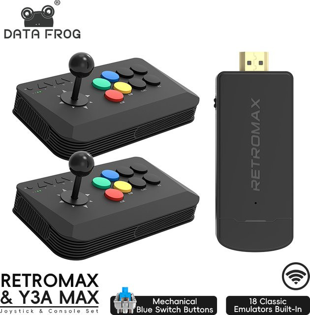 DATA FROG Arcade Fight Stick Joystick M8 in Schwarz für Windows und TV Box zur Unterstützung von Retro Games und Fighting Spielen - Bild 1