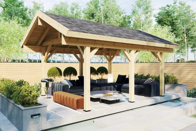 Gartenpavillon Henley von Hansagarten24 aus Nordischer Fichte in Braun, B/T: 500 x 400 cm, Höhe: 220 cm - Bild 1