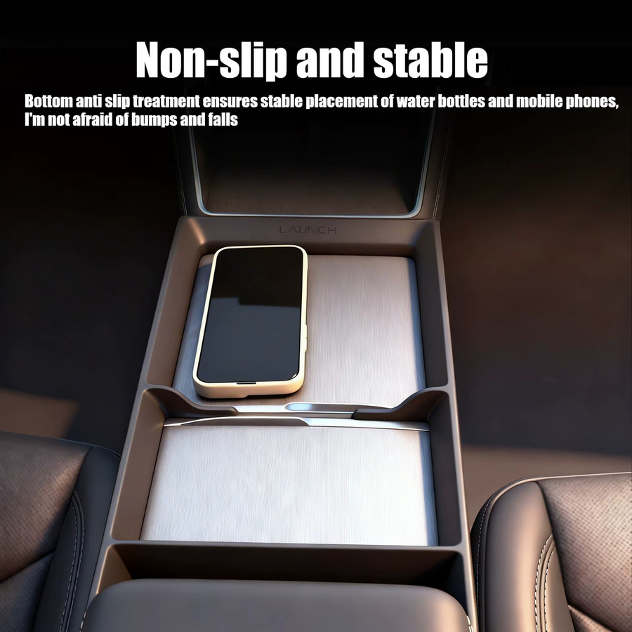 YouGallop Mittelkonsole Aufbewahrungsbox und Panelrahmen mit Brillenetui für Tesla Model Y Juniper und Model 3 Highland, Schwarz - Bild 4