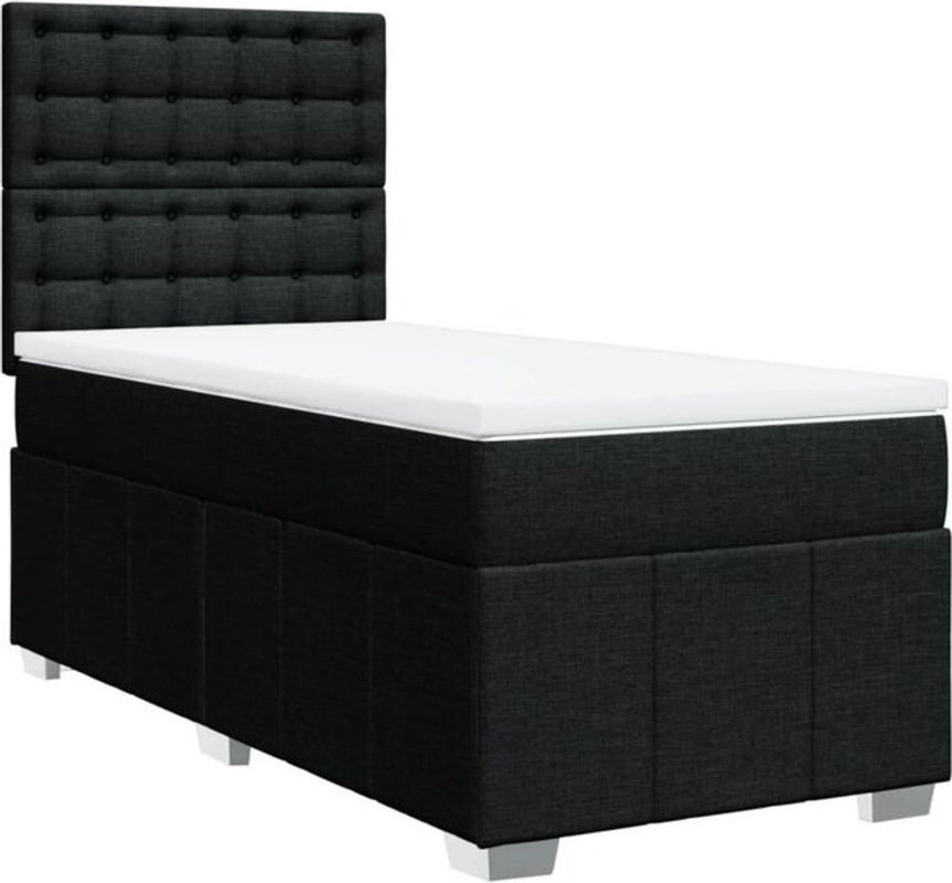 vidaxl Boxspringbett mit Matratze in Schwarz aus Stoff und Holzwerkstoff B/T/H: 100 x 200 cm - Bild 1