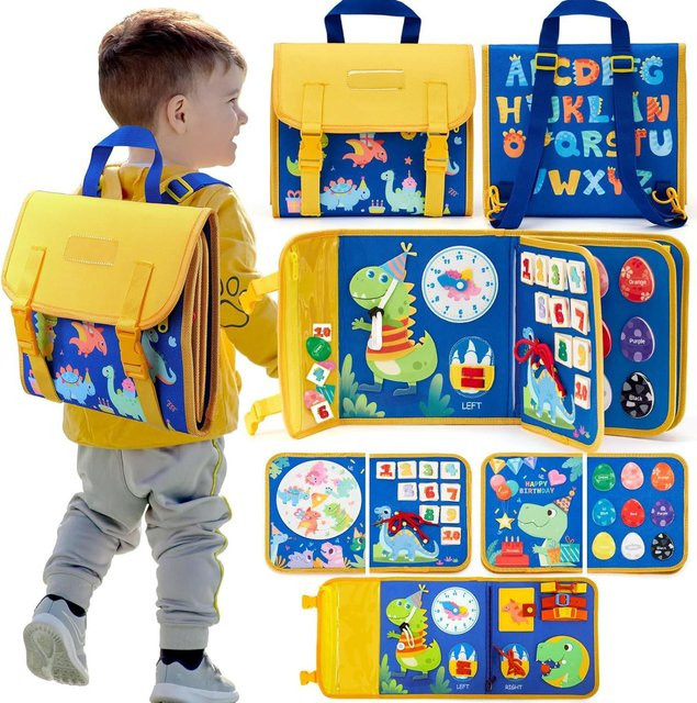 Binchi Outdoor Product Kleinkind Activity Board Montessori, Dinosaurier, Rucksack - Bild 1