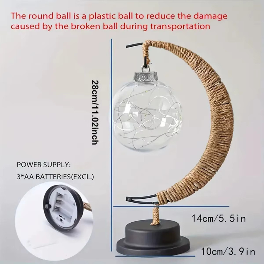 Peach Forest LED Ball Lampe aus Schmiedeeisen mit Glas Kugel in Weiß und Schwarz als dekoratives Nachtlicht für Schlafzimmer und Schreibtisch im marokkanischen Stil - Bild 2