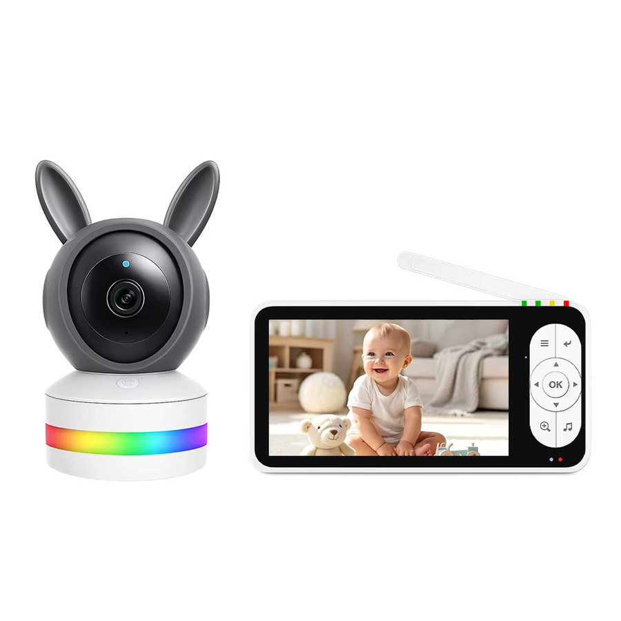 REHENTINT Tuya SmartLife Babyphone Kamera mit 5-Zoll-Bildschirm, 1080P FHD, Infrarot Nachtsicht und Schrei-Geräuscherkennung, Weiß, WLAN- und WLAN-freie Modi - Bild 7