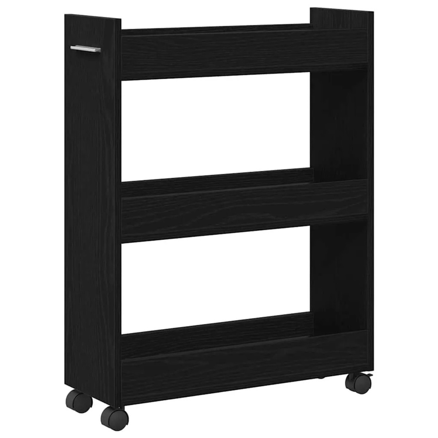 vidaXL Schrank mit Rollen in Schwarz und Eichen-Optik, B/T/H: 60 x 22 x 79 cm - Bild 2