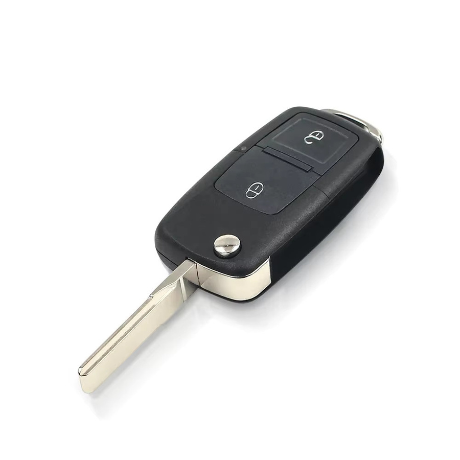 KEYYOU 2er Set Flip Remote Key Fob mit ID48 Chip für VW Beetle Bora Golf Passat Polo Transporter T5, Farbe: Schwarz - Bild 2
