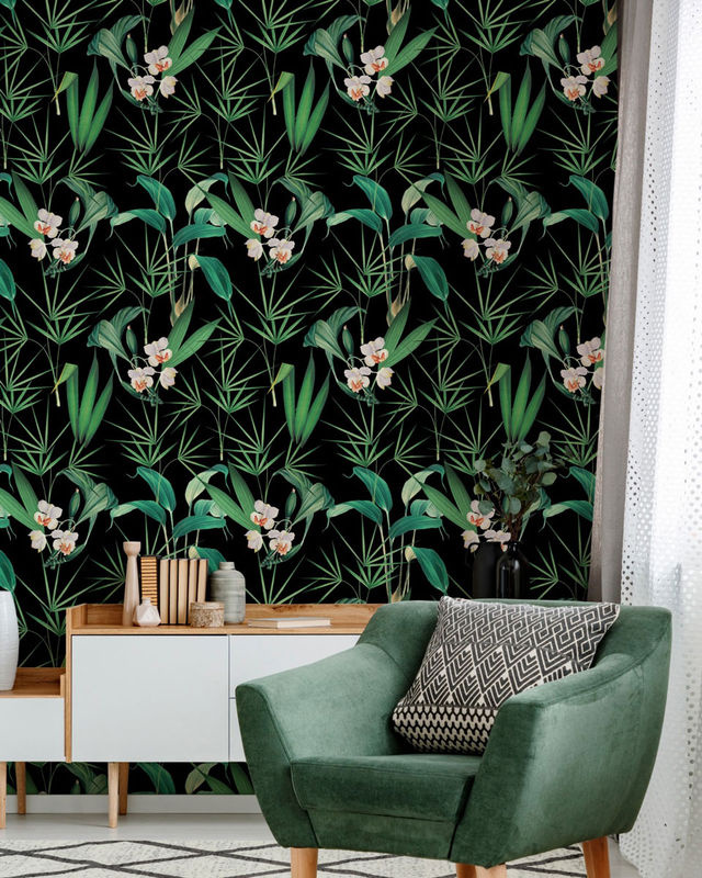 MINDTHEGAP Wandtattoo Palm Springs Mural in Anthrazit mit botanischem Floral-Design - Bild 2