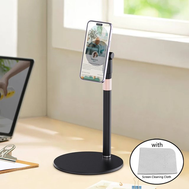Magnetischer Desktop-Telefonständer von xnyocn in Schwarz mit 360 Grad Drehung und Höhenverstellung inklusive Bildschirmreinigungstuch - Bild 1