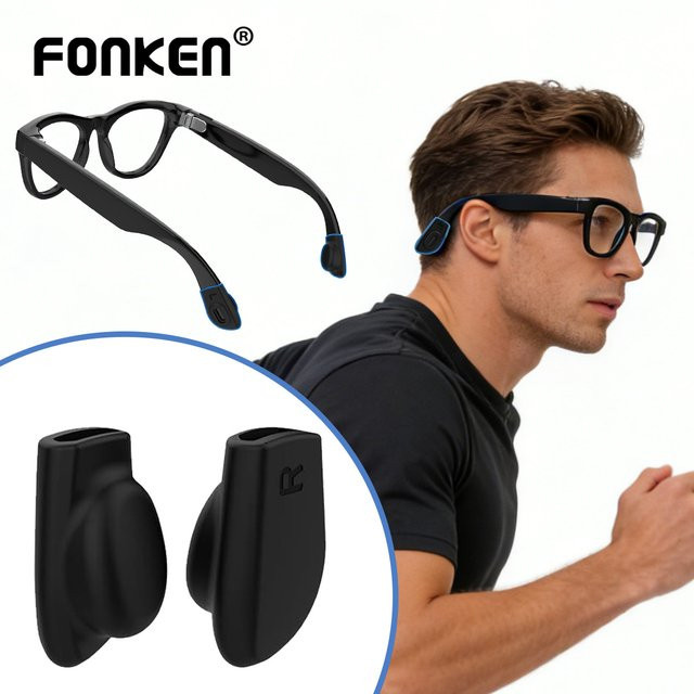 FONKEN Rutschfester Silikon-Ohrenhalter in Schwarz für Ray-Ban Meta Wayfarer, Skyler, Headliner und Gen 2 Smart Glasses - Bild 1