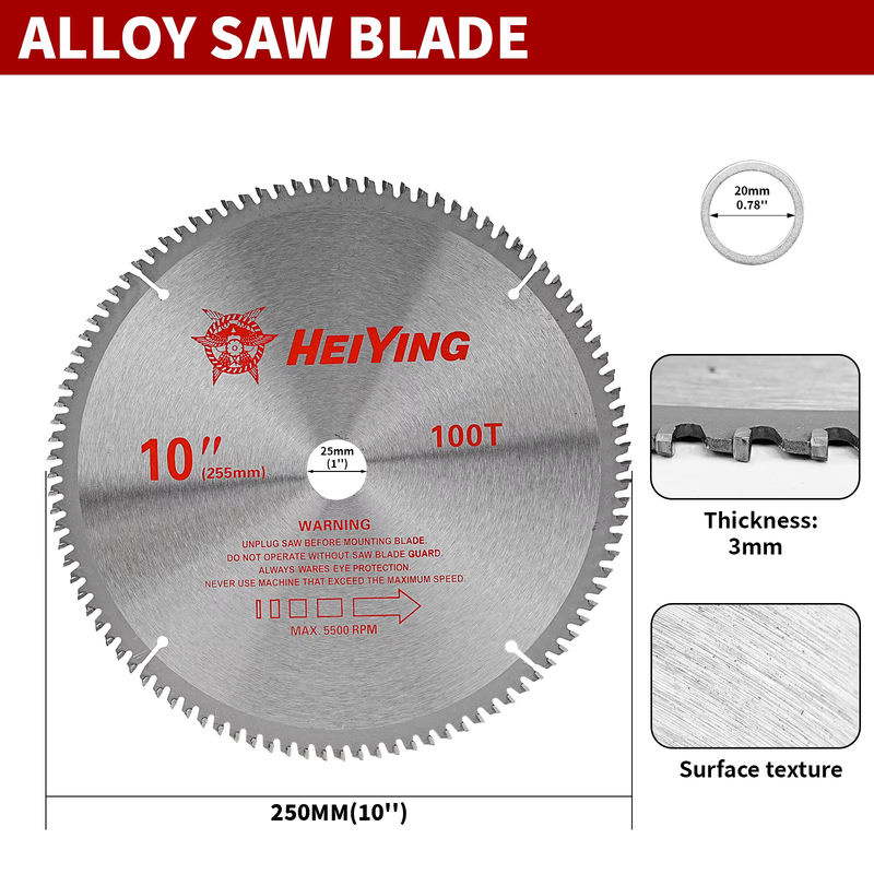 NuoDunco 10 Zoll Kreissägeblatt aus Legierung für Hartholz, Faserplatte und PVC, Farbe: Silber, Durchmesser: 254 mm - Bild 2