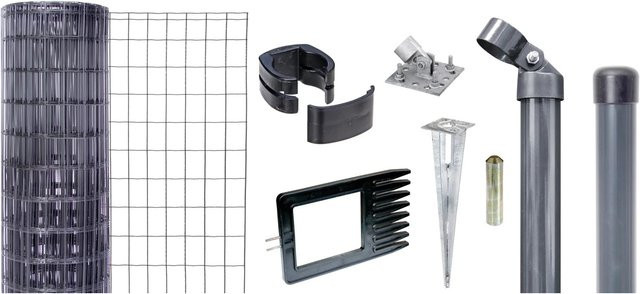 Metallzaun-Set Fix-Clip Pro Anthrazit für Einschlagboden, Höhe: 102 cm, Länge: 25 m - Bild 1