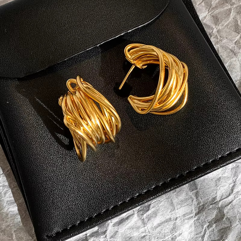 ohhaio Creolen Edelstahl, Gold, Vintage, Damen - Bild 2
