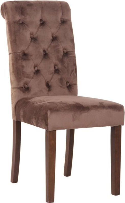 CLP Esszimmerstuhl Lisburn Polsterstuhl aus Samt und Stoff in Braun mit Chesterfield Design und gesteppter Oberfläche - Bild 2