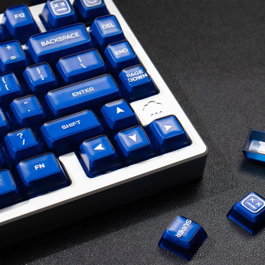 Venit Keys Klein Blue Translucente Double-Shot Tastenkappen im SA-Profil für mechanische Tastaturen mit MX-Schaltern, Farbe: Blau - Bild 3