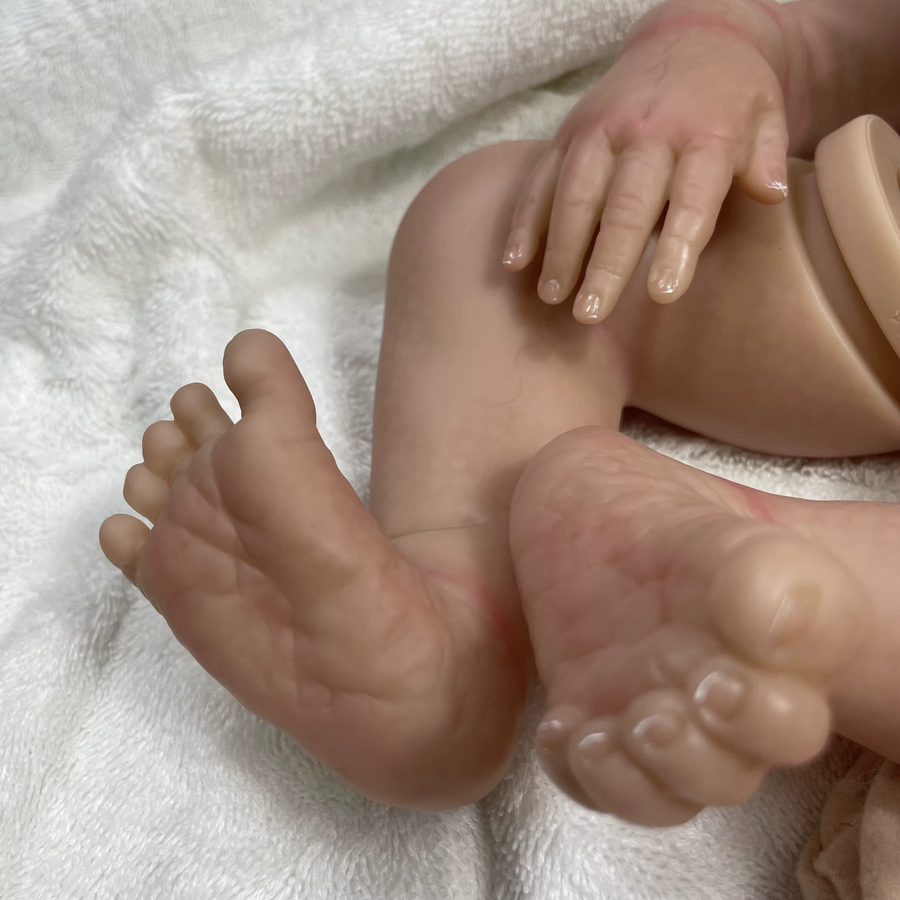 MRB Reborn-Puppen-Set, 17 Zoll, Wiese, 3D-Haut, sichtbare Adern, handgefertigt, verwurzeltes weiches Haar, Stoffkörper - Bild 2