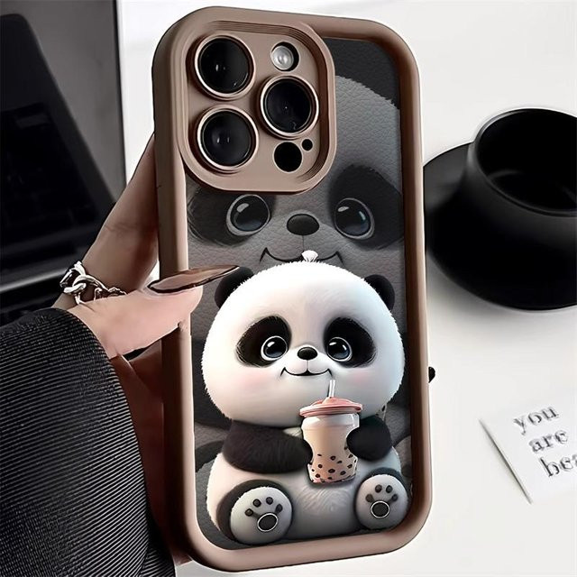 TUNEDEE Panda Silikon Handyhülle für iPhone in Braun - Bild 1