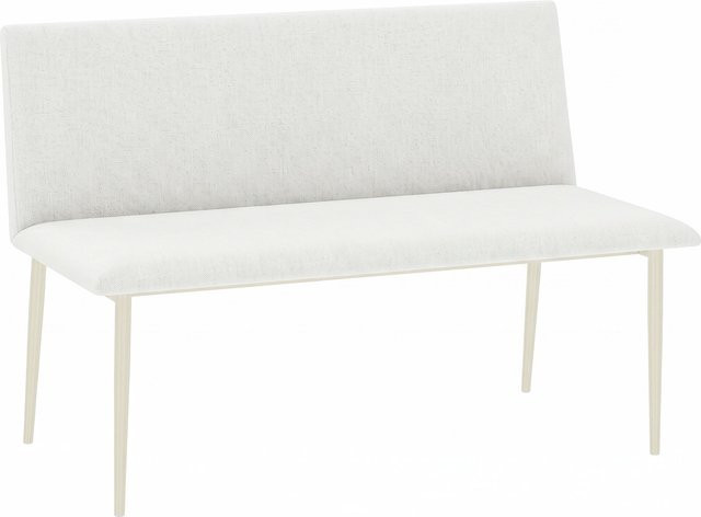 HOMCOM Esszimmerbank mit hoher Rückenlehne und Metallbeinen, gepolsterte Sitzbank in Leinenoptik, Beige, Breite: 120 cm - Bild 1