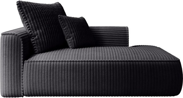Vente-unique Recamiere Pineta ohne Schlaffunktion in Schwarz mit Cord-Bezug, Breite: 180 cm - Bild 1