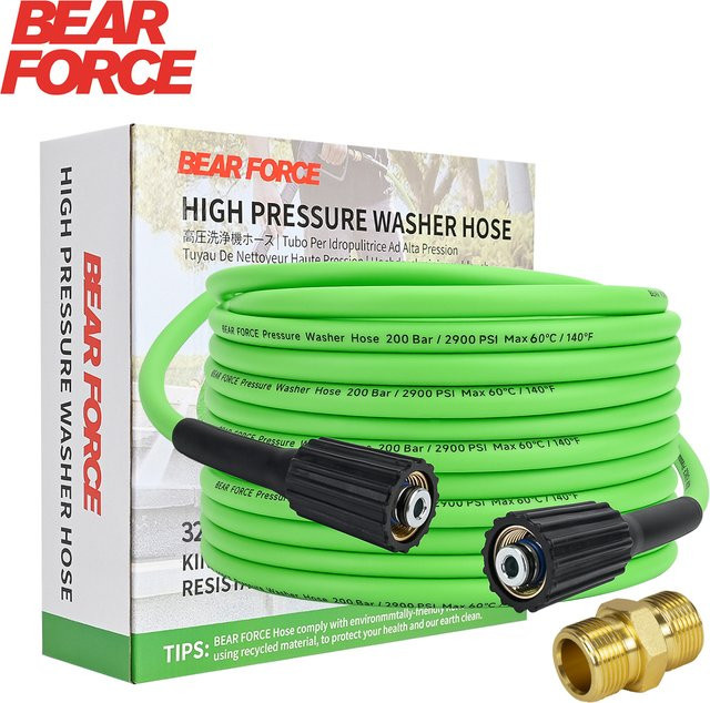 BEAR FORCE Hochdruckreiniger-Verlängerungsschlauch M22, knickresistent und flexibel, 1/4 Zoll, Länge: 10 m, 200 Bar, Farbe: Grün - Bild 1