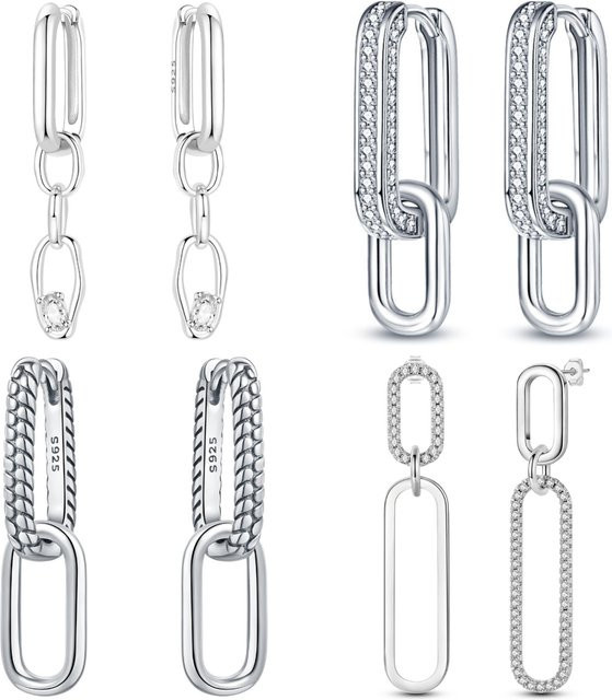 PANPOKI Creolen 925 Sterlingsilber, abnehmbare Kettenohrringe, Damen - Bild 1