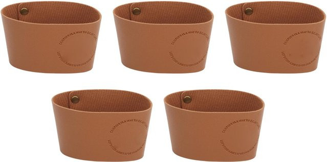 5er-Set CosyHome Kaffeetassenhüllen aus isolierendem PU-Leder in Braun, hitzebeständig und rutschfest - Bild 1