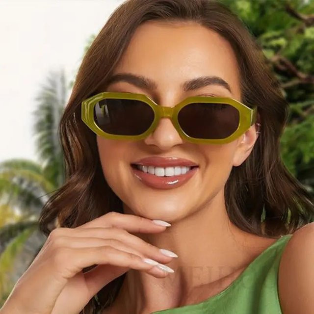 Samjune Rechteckige Sonnenbrille, Vollrand, Kunststoff, Damen - Bild 1