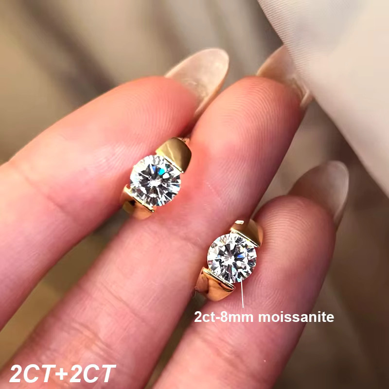 BXINY Creolen, 925 Silber, Moissanit, Diamant, Damen - Bild 4