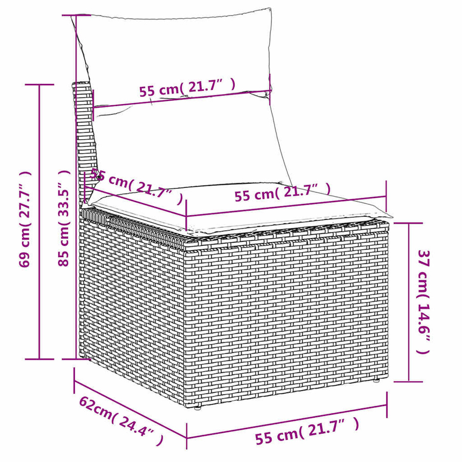 7-teiliges Gartensofa-Set aus grauem Poly-Rattan mit Kissen von VD Home Furnishing - Bild 6