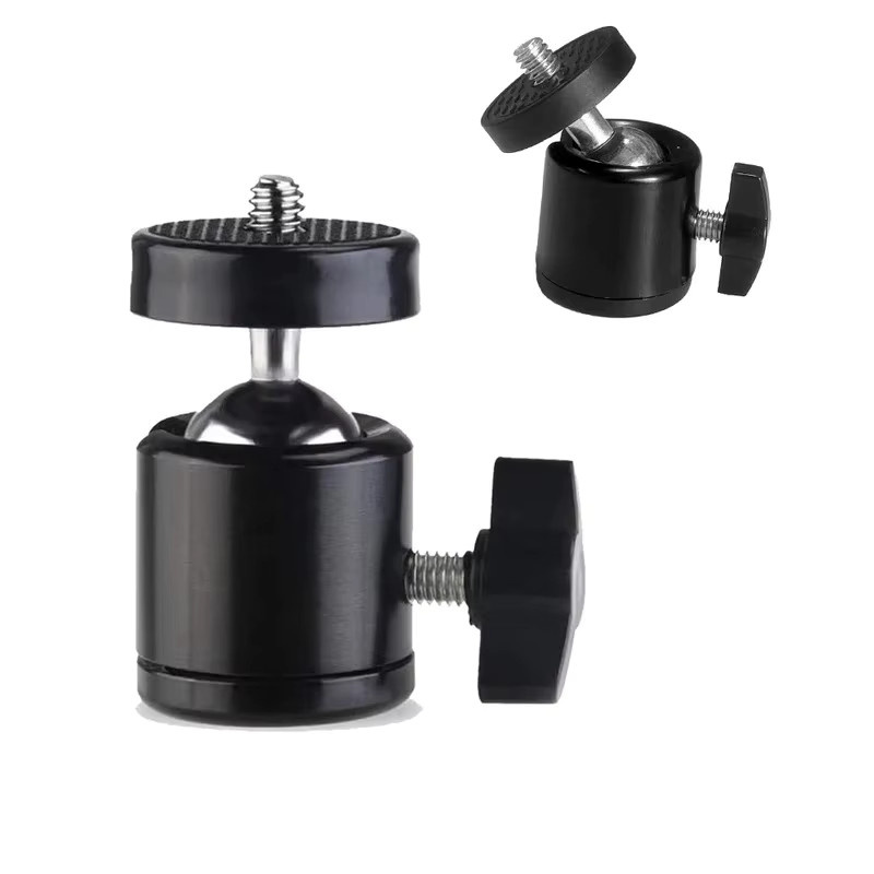 Kamera-Adapter mit Blitzschuh und 1/4-Zoll-Schraubgewinde, Stativhalterung mit verstellbarem Kugelkopf für LED-Licht und Blitz, Schwarz - Bild 7