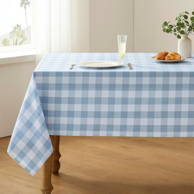 Wasserdichte Tischdecke JINGYUE Pet mit Buffalo-Karo in Salbeigrün und Weiß, waschbare Polyester Tischdecke für Party und Küche, B/H: 90 x 140 cm - Bild 1