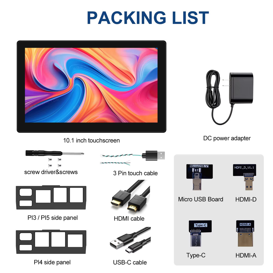 Unew 10,1 Zoll Touchscreen-Monitor mit 60Hz und 1280x800 Auflösung in Schwarz, kompatibel mit Raspberry Pi, Android-Telefonen, Laptops und Orange Pi - Bild 6