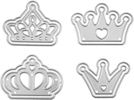 HonorBond Stahlkrone Stanzform Set aus Carbonstahl für DIY Scrapbooking und Bastelarbeiten, 4 Stück, Weiß/Silber - Bild 1