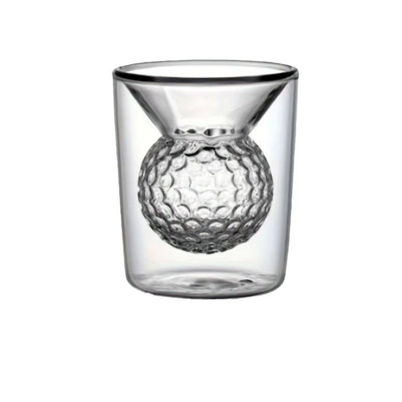 Doppelwandiges Golfball-Glasbecher Schnapsglas aus Glas, transparent, 50 ml - Bild 3