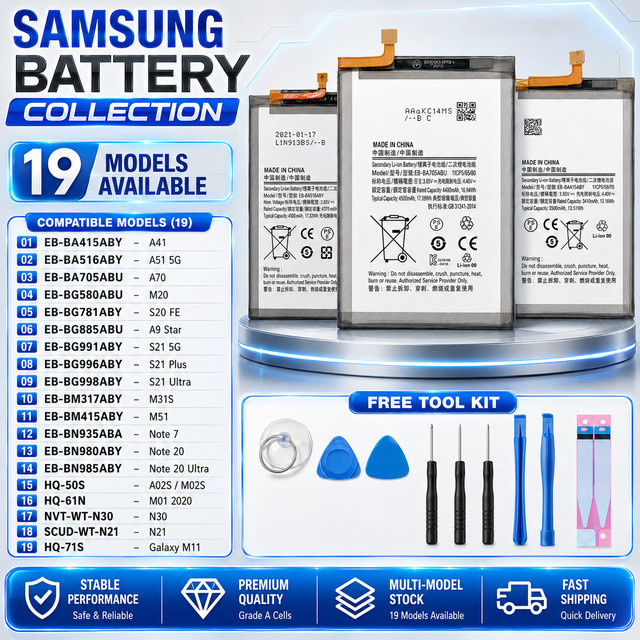 Ersatzakku für Samsung Galaxy S21 S21 Ultra S21 Plus S20 FE A41 A51 5G A70 Note 20 Note 20 Ultra A02S - Bild 1