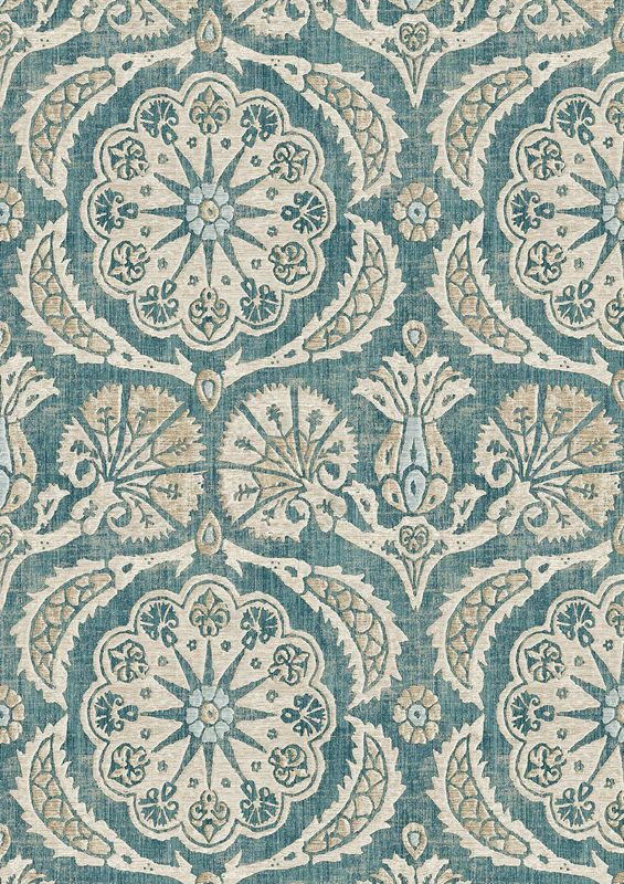 Lewis & Wood Tapete Pasha Marmara in Blau mit floralem und orientalischem Design aus Vlies - Bild 2