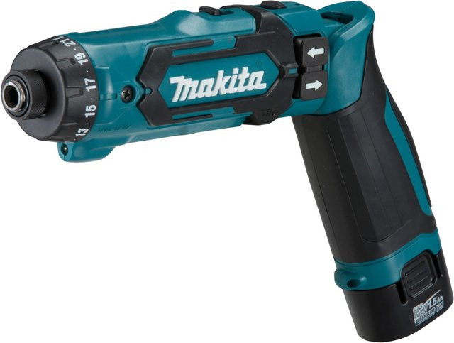 Makita Akku-Knickbohrschrauber DF012DSE in Blau/Schwarz mit 2 Akkus und Koffer - Bild 1