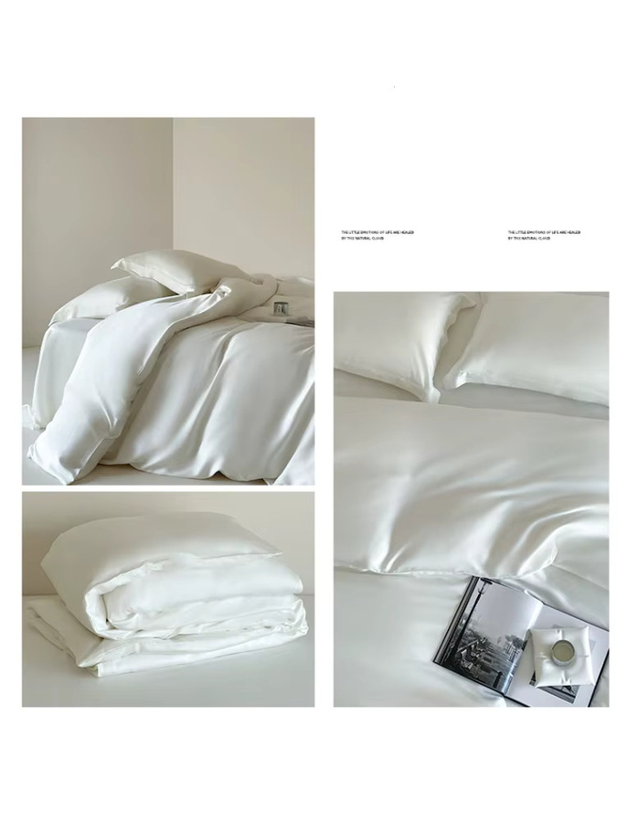 EGW Bettwäsche-Set aus Lyocell-Bambusfaser in Weiß, 3-teilig mit Bettbezug und Kissenbezug, B/H: 150 x 200 cm - Bild 2