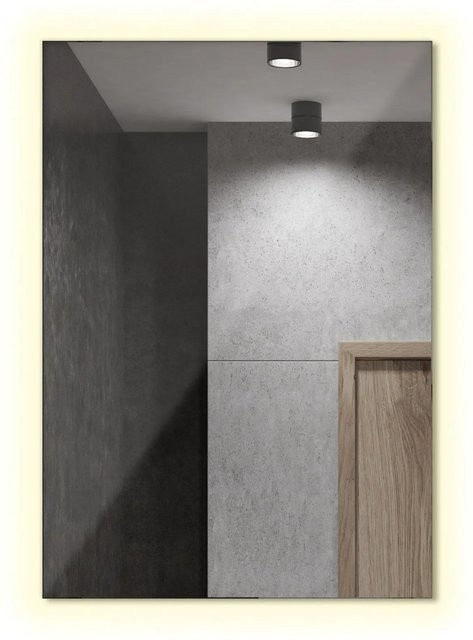 Tulup LED Rechteckspiegel in Weiß mit warmweißem Licht 3000K, B: 100 cm, H: 70 cm - Bild 1