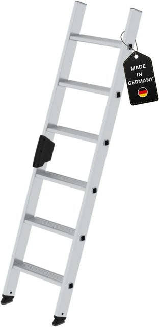 PROREGAL Stufen-Anlegeleiter ohne Traverse, 6 Stufen, Silber - Bild 1
