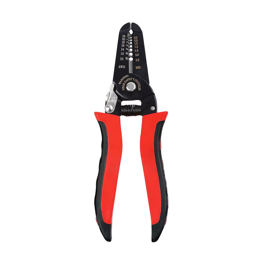 Kabelschneider, Abisolierer und Crimper aus Metall in Blau und Rot mit Sicherheitsverriegelung und Spiralfeder, B/T/H: 17,7 x 10,8 x 0 cm - Bild 5