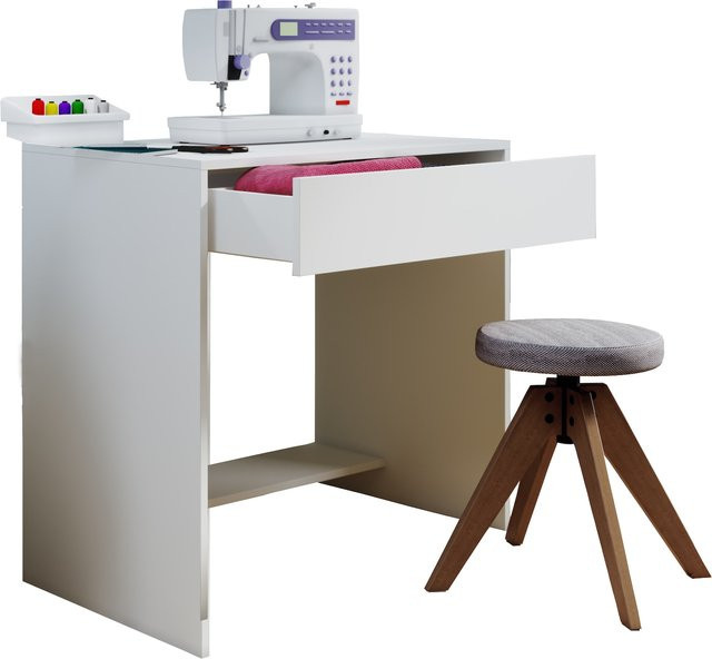 Nitolda Holz Schreibtisch Computertisch mit Schublade in Holzstruktur-Nachbildung H x B x T: 75 x 77 x 50 cm - Bild 1