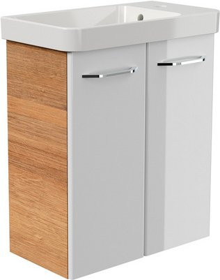 FACKELMANN Waschplatz-Set MILANO Badezimmer Wandmontage Asteiche/Weiß, B/T/H: 55,5 x 30,0 x 67,0 cm - Bild 1