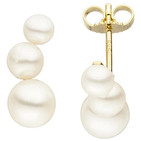 Colfem Ohrstecker 585 Gelbgold, Süßwasser Perlen, Unisex - Bild 1
