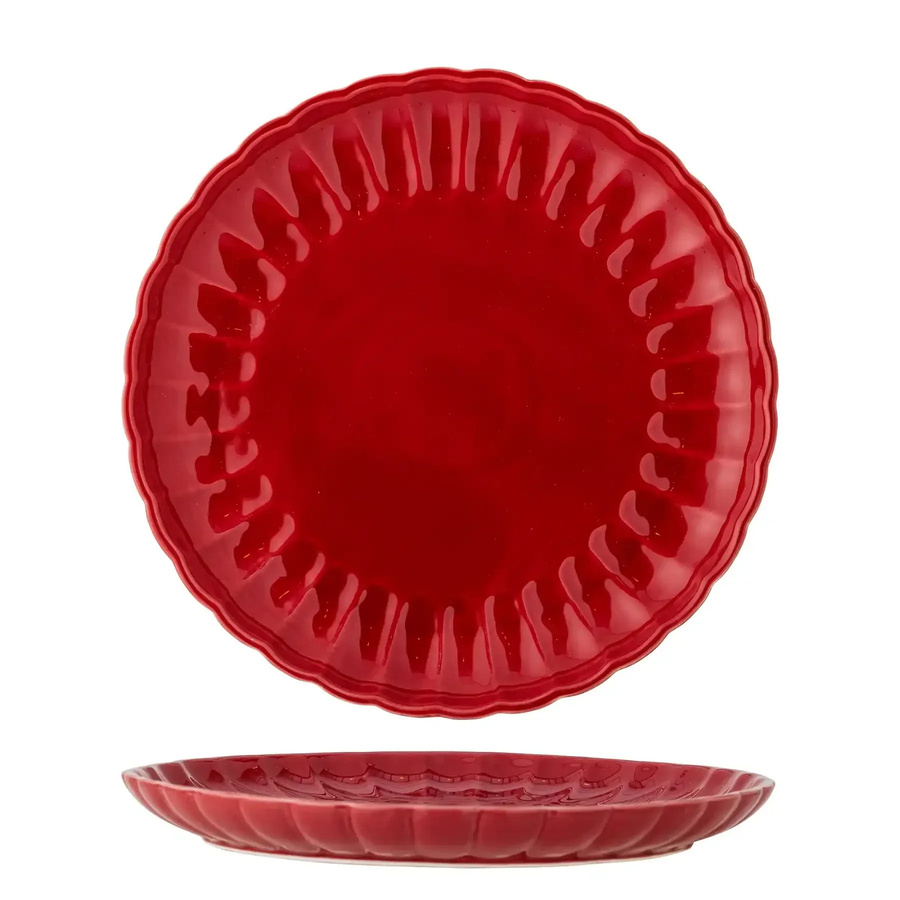Bloomingville Teller aus Steingut Latina rot Durchmesser: 27 cm - Bild 1