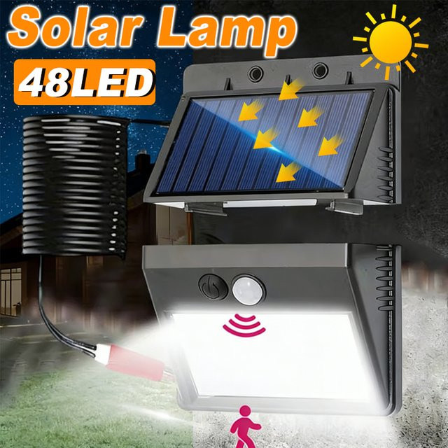 XIWANGFIRE LED Solarleuchte mit PIR-Bewegungssensor, wasserdichte Solar-Wandleuchte für den Außenbereich in Schwarz - Bild 1